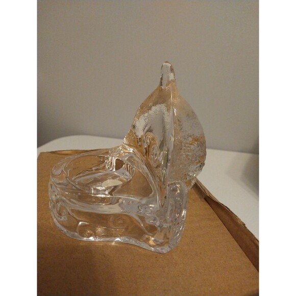 Vintage Y2K Partylite Dolphin Tealight Candle Holder Etched Glass Heavy Decor - Picture 4 of 8